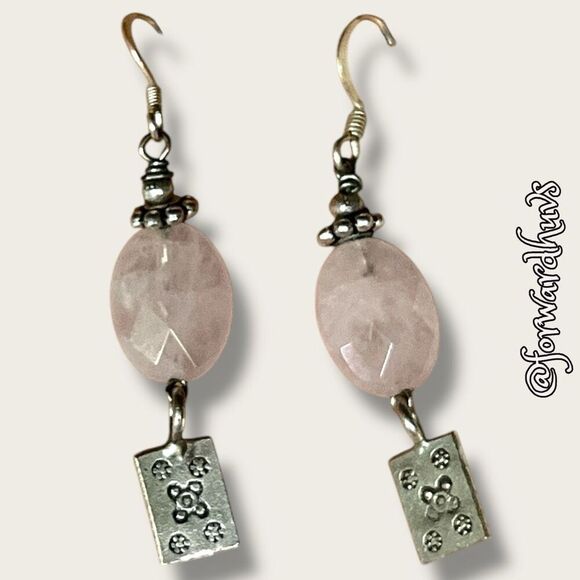 Faceted Pink Quartz Dangle Earrings - Picture 1 of 8